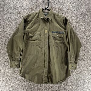 Cricket Shirt Womens Medium Green Long Sleeve Button Up Pockets Southwestern VTG